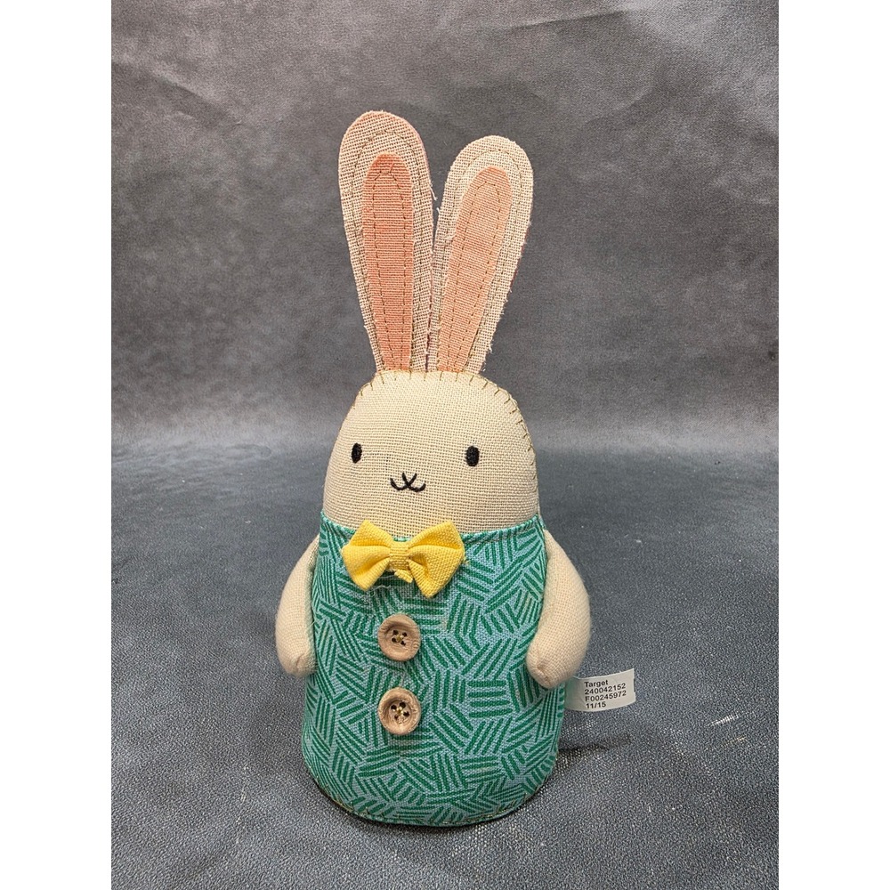 Target Easter Bunny Fabric Figurine Green Geometric Bow Tie 8 Inch 240042152